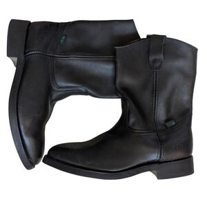 Men's Genuine Leather Work Boots Pull On Establo Western Cowboy Black, 8.5